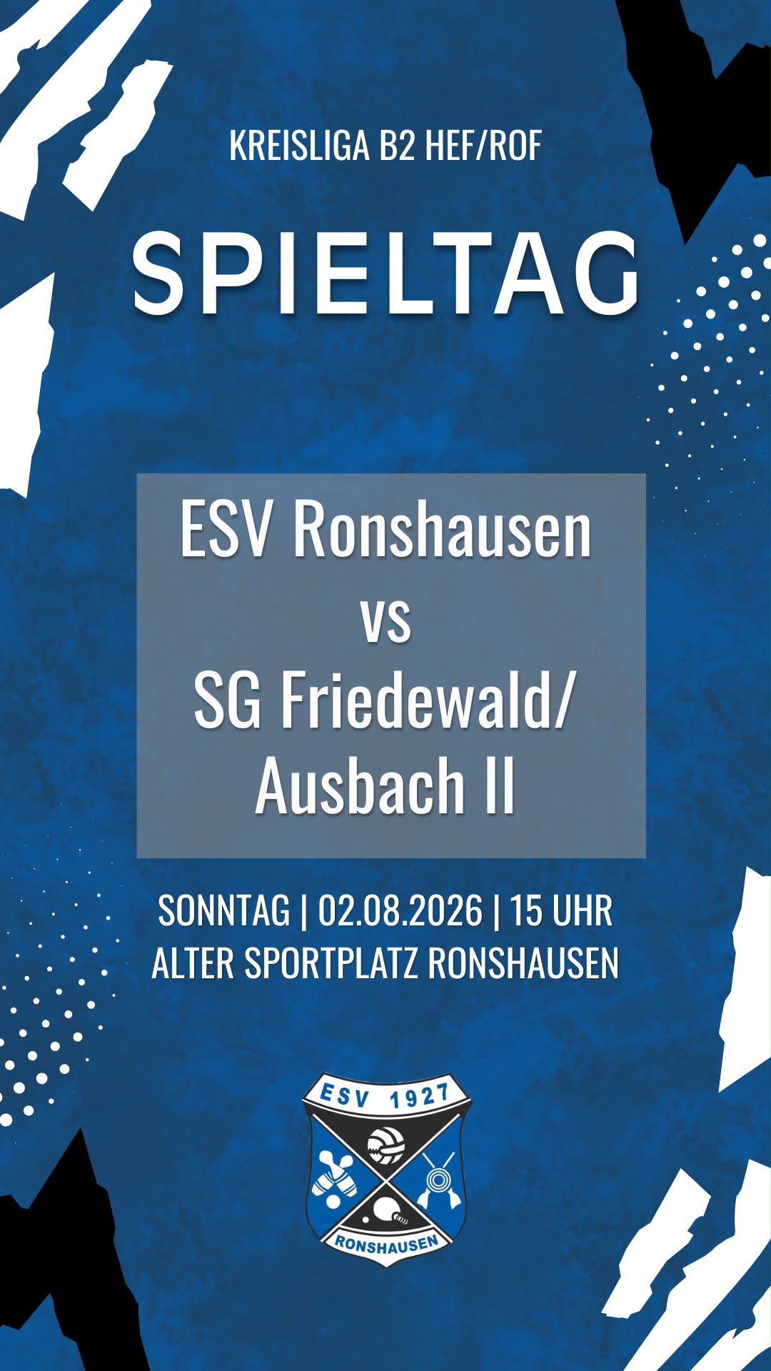 ESV Ronshausen vs. SG Friedewald/Ausbach II – 1. Spieltag KLB Gruppe 2 (Saison 2026/27)